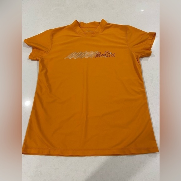 Level Six Coastal Short Sleeve Lycra Sun Shirt - Women's Size Large Orange - Picture 3 of 8